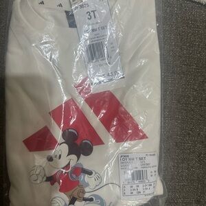 Adidas Cream and Red Mickey Mouse Toddler Tee